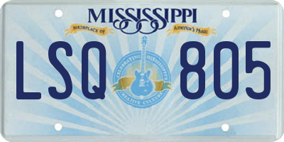 MS license plate LSQ805