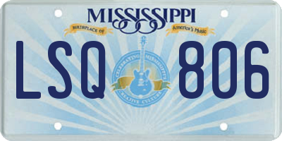 MS license plate LSQ806