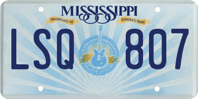 MS license plate LSQ807