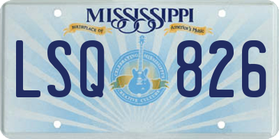 MS license plate LSQ826