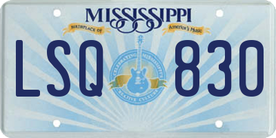 MS license plate LSQ830