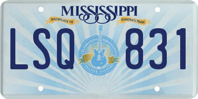 MS license plate LSQ831