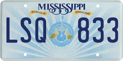 MS license plate LSQ833