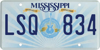 MS license plate LSQ834