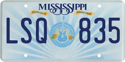 MS license plate LSQ835