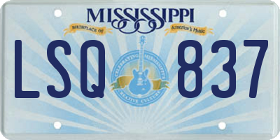 MS license plate LSQ837