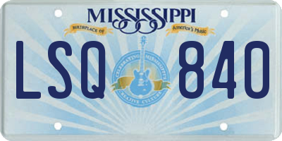 MS license plate LSQ840