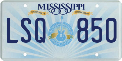 MS license plate LSQ850