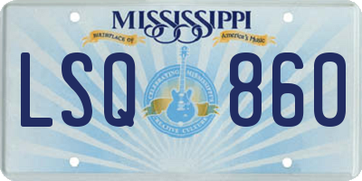 MS license plate LSQ860