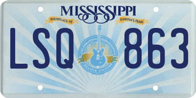 MS license plate LSQ863