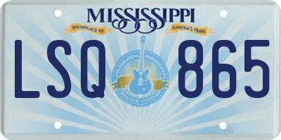 MS license plate LSQ865