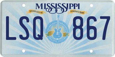 MS license plate LSQ867