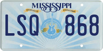 MS license plate LSQ868