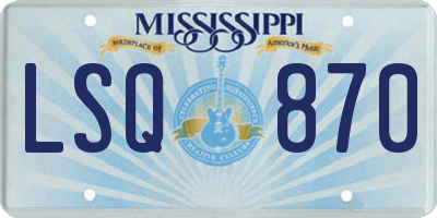 MS license plate LSQ870