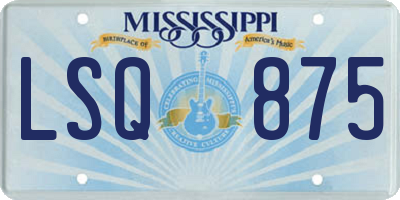 MS license plate LSQ875