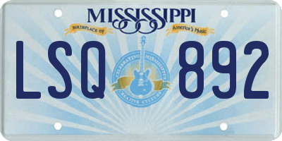 MS license plate LSQ892