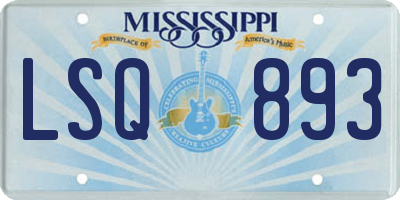 MS license plate LSQ893