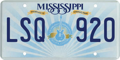 MS license plate LSQ920