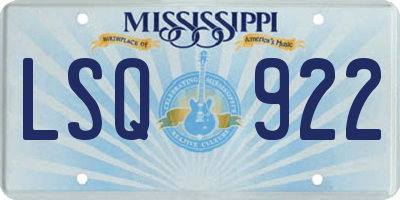 MS license plate LSQ922