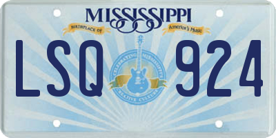 MS license plate LSQ924