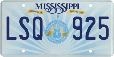 MS license plate LSQ925