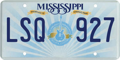 MS license plate LSQ927