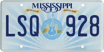 MS license plate LSQ928