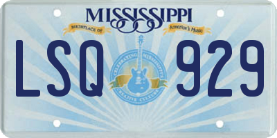 MS license plate LSQ929