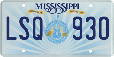 MS license plate LSQ930