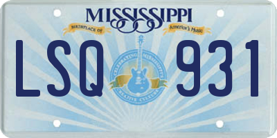 MS license plate LSQ931