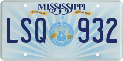 MS license plate LSQ932
