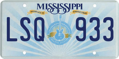 MS license plate LSQ933