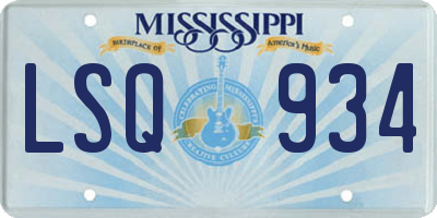 MS license plate LSQ934