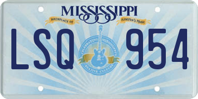 MS license plate LSQ954
