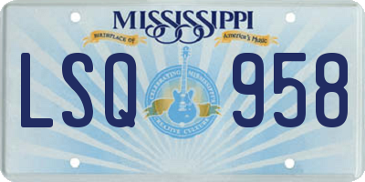 MS license plate LSQ958