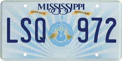 MS license plate LSQ972