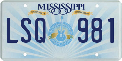 MS license plate LSQ981
