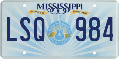 MS license plate LSQ984