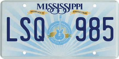 MS license plate LSQ985