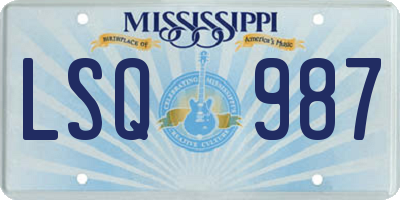 MS license plate LSQ987