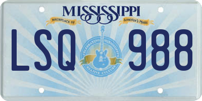 MS license plate LSQ988