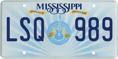MS license plate LSQ989