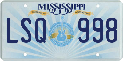 MS license plate LSQ998