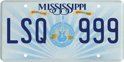 MS license plate LSQ999
