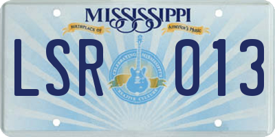 MS license plate LSR013