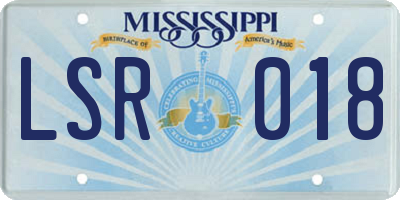 MS license plate LSR018