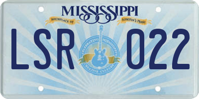 MS license plate LSR022