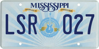MS license plate LSR027