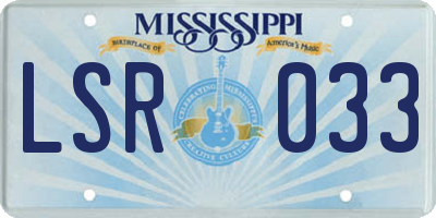 MS license plate LSR033