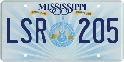 MS license plate LSR205